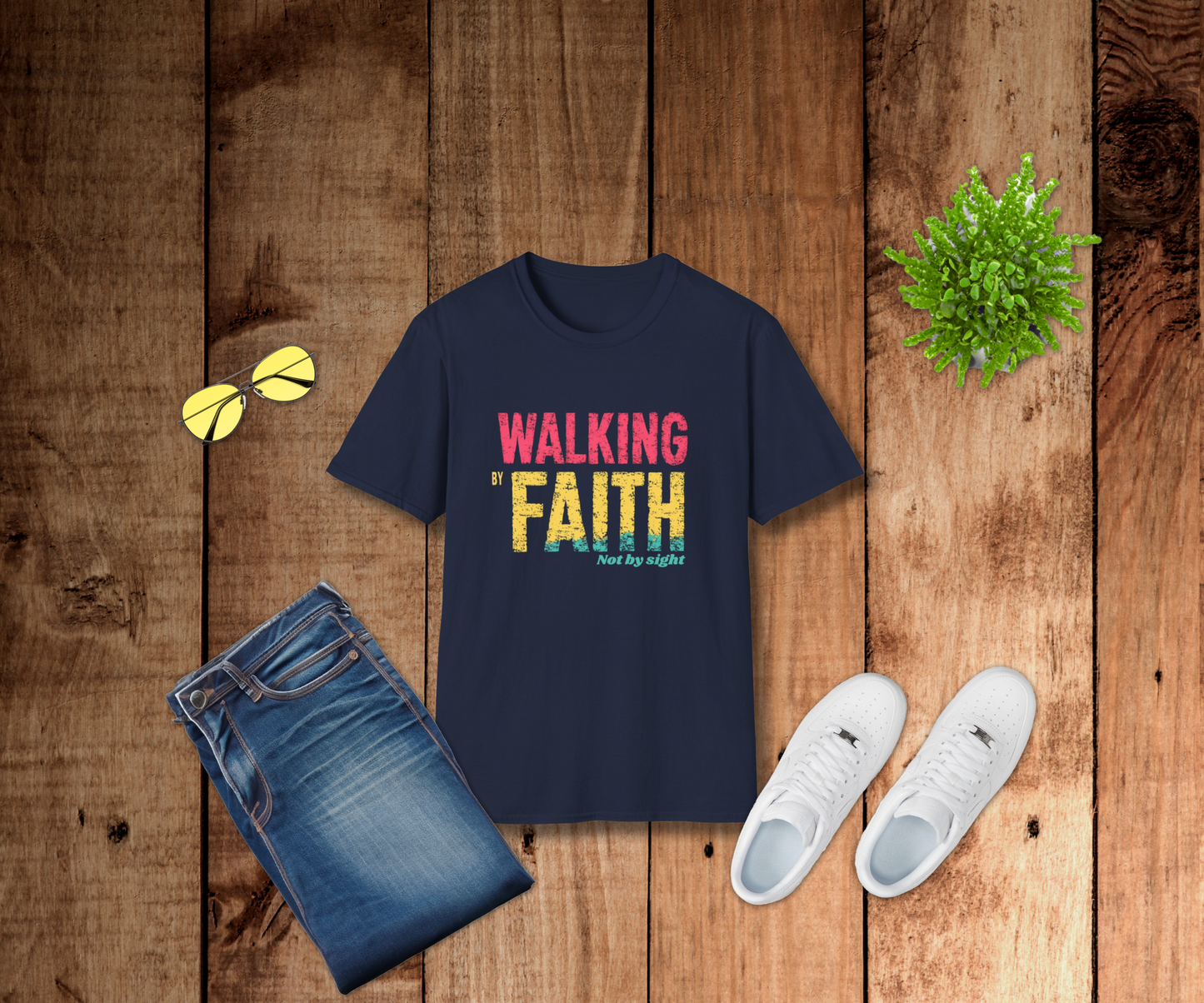 Walking by Faith Unisex Softstyle T-Shirt - Inspirational Christian Apparel